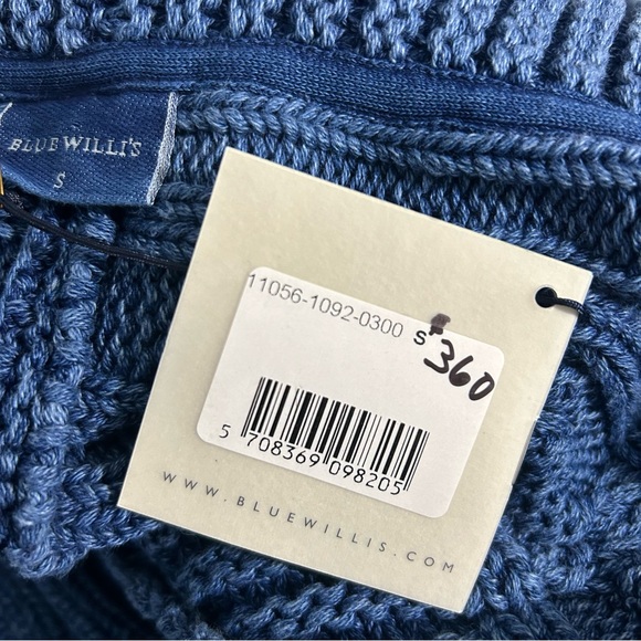 BLUE WILLI'S New Indigo Dyed Duster CARDIGAN SWEATER S Cable Knit Chunky Artsy - Picture 14 of 16